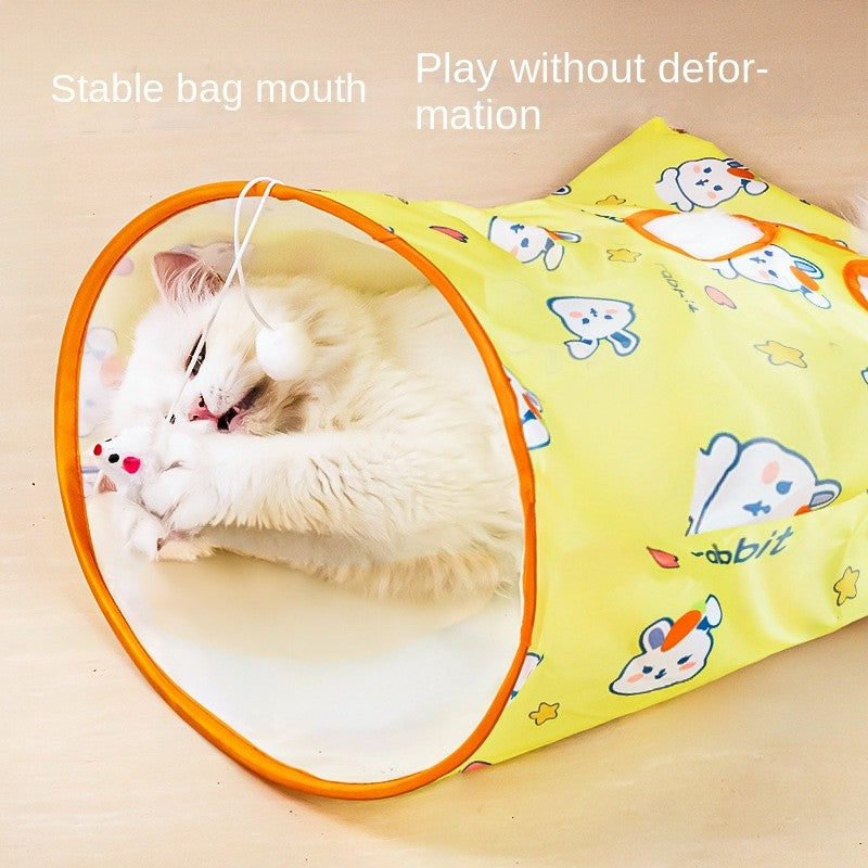 Crinkle Paper Cat Tunnel - Foldable Play Tube with Interactive Toys (Self-Entertainment)