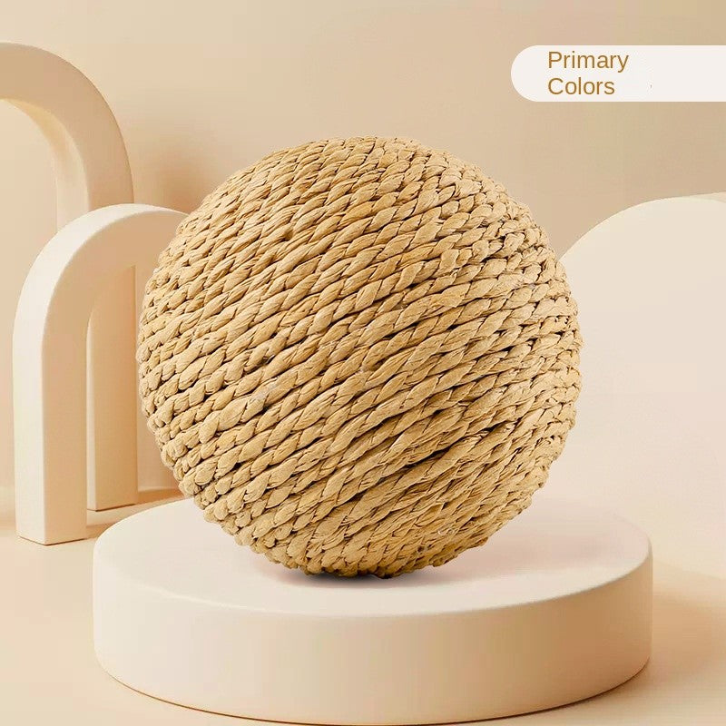 Big Size 10cm】Sisal Cat Ball Toy - Chirping Sound Chew-Proof Teeth Cleaning | Fun Boredom Relief for Cats