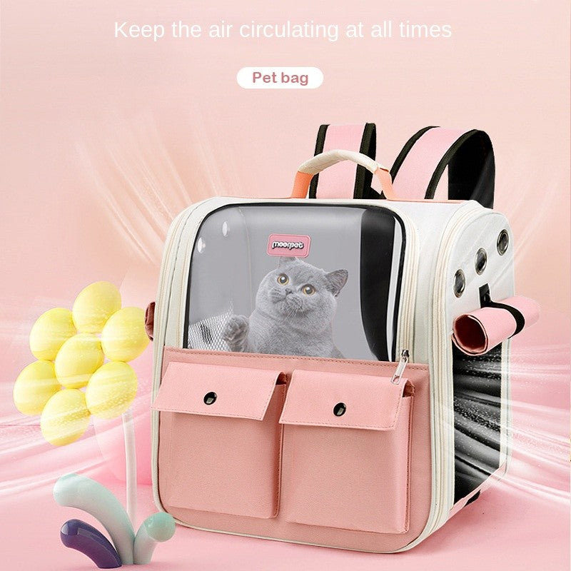 Large cat backpack carrier-breathable, hands-free pet travel bag for outdoor/hiking