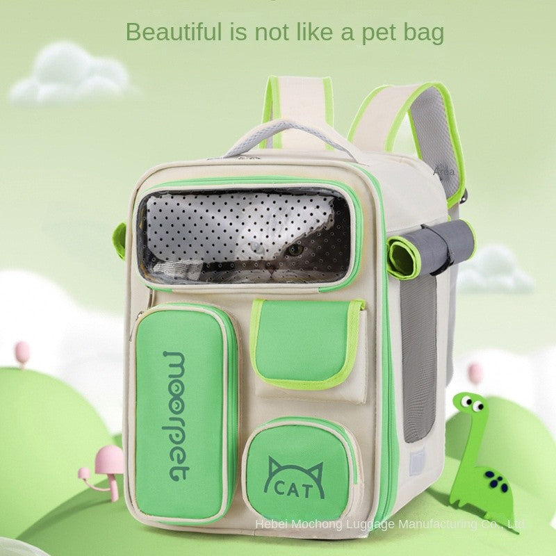 Portable Cat Backpack, Large Space & Breathable, Hands-Free Pet Carrier for Travel/Hiking