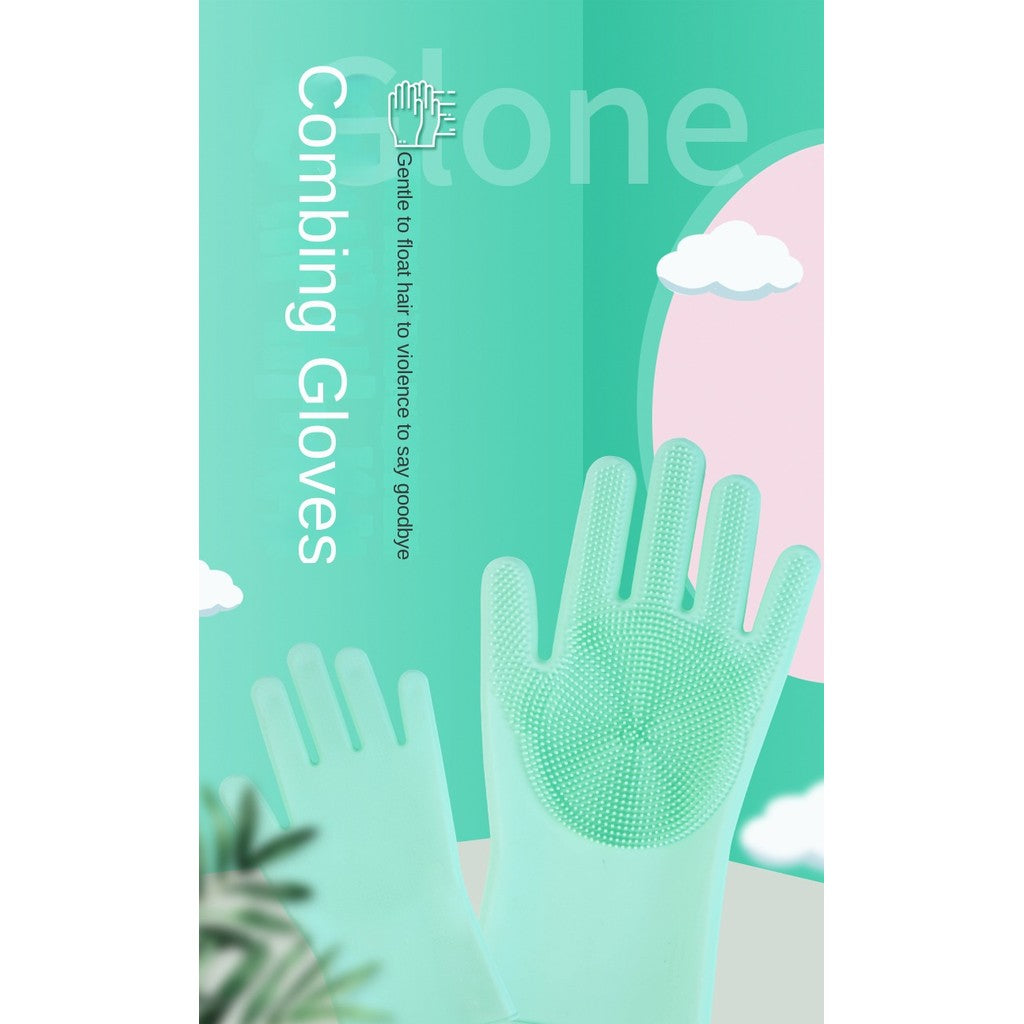 Pet Bath glove-hair removal & massage brush for dog/cat washing (anti-scratch)