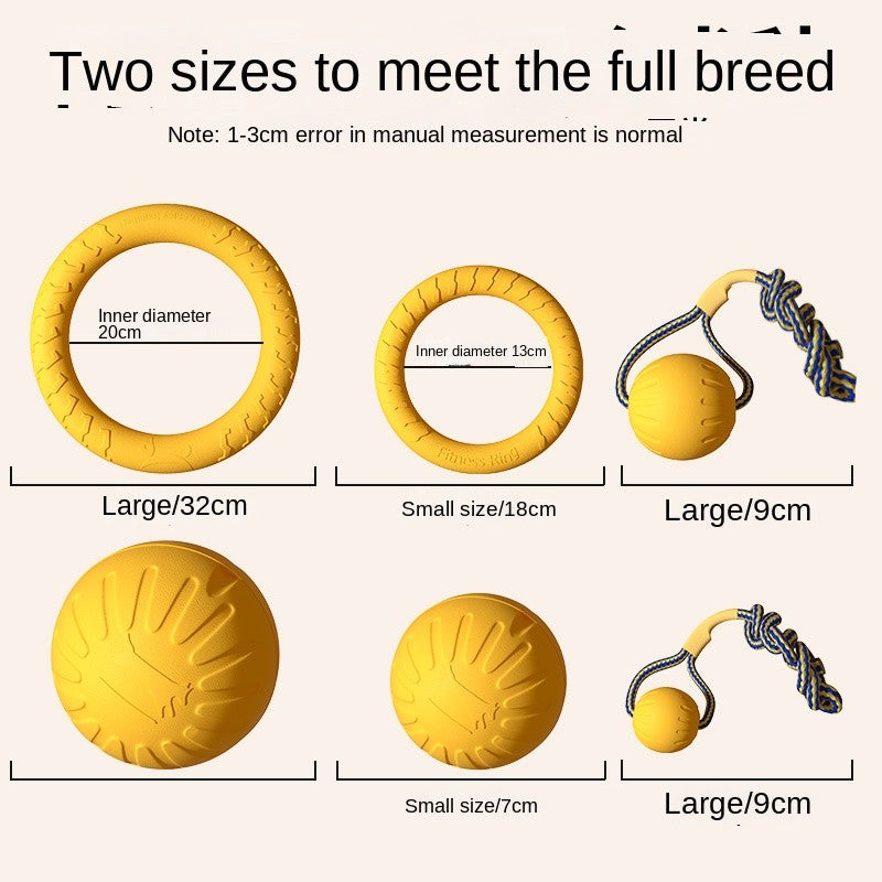 Dog Toy Ball Set - Chew-Proof Flying Disc & Ring for Small Breed Puppies