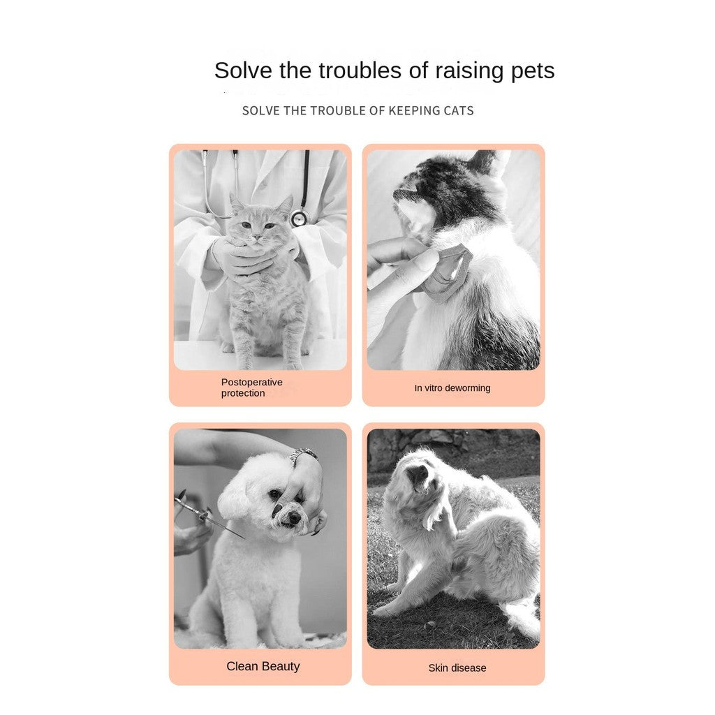 Waterproof pet collar with Pu edge-anti-fur stick, extended neck wrap for Cats & Dogs