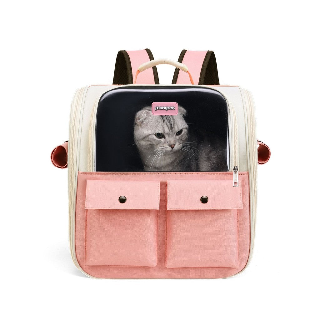 Large cat backpack carrier-breathable, hands-free pet travel bag for outdoor/hiking
