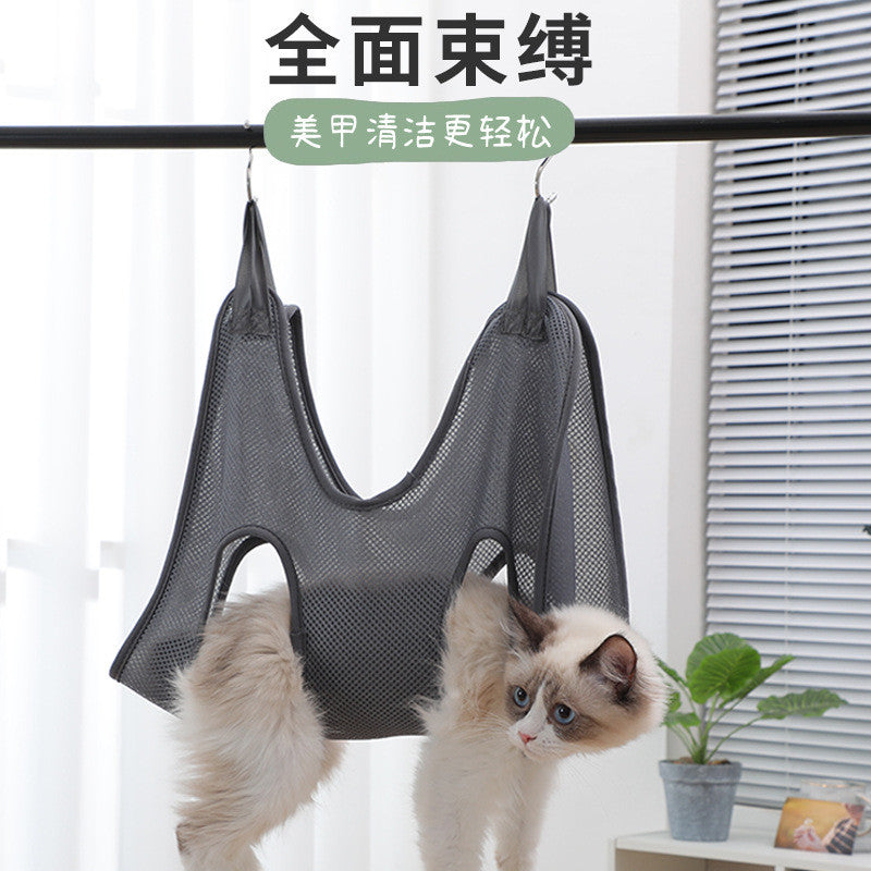 Cat Grooming Hammock - Hangable Nail Trimming/Bathing Pod with Anti-Scratch Design