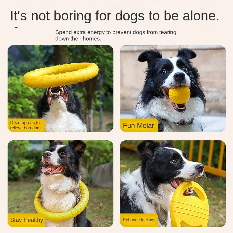 Dog Toy Ball Set - Chew-Proof Flying Disc & Ring for Small Breed Puppies