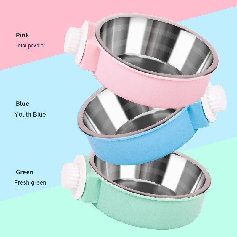 Anti-tip stainless steel Pet Bowl-non-slip hanging dog/cat food & water dish