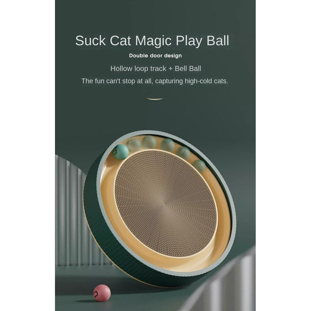 Heavy-Duty 45CM with 4 Free Toys (Bell Ball, Mint Ball, Light-Up Ball & Catnip)2-in-1 Cat Scratching Bed with Ball