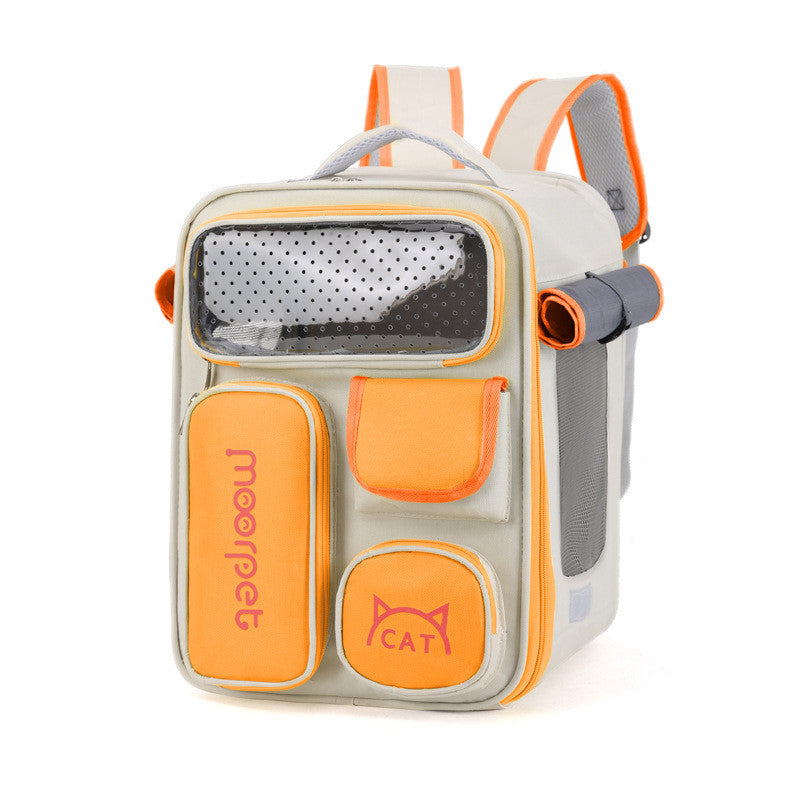 Portable Cat Backpack, Large Space & Breathable, Hands-Free Pet Carrier for Travel/Hiking