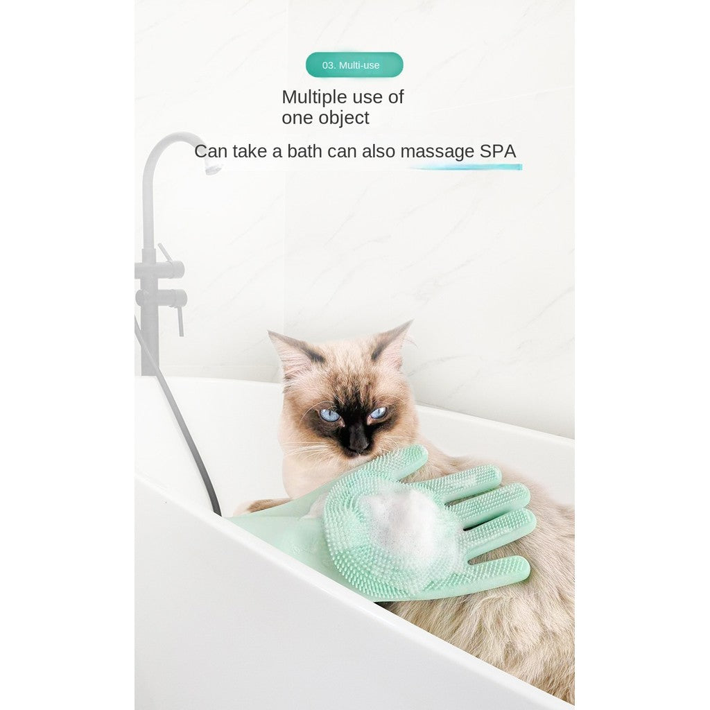 Pet Bath glove-hair removal & massage brush for dog/cat washing (anti-scratch)