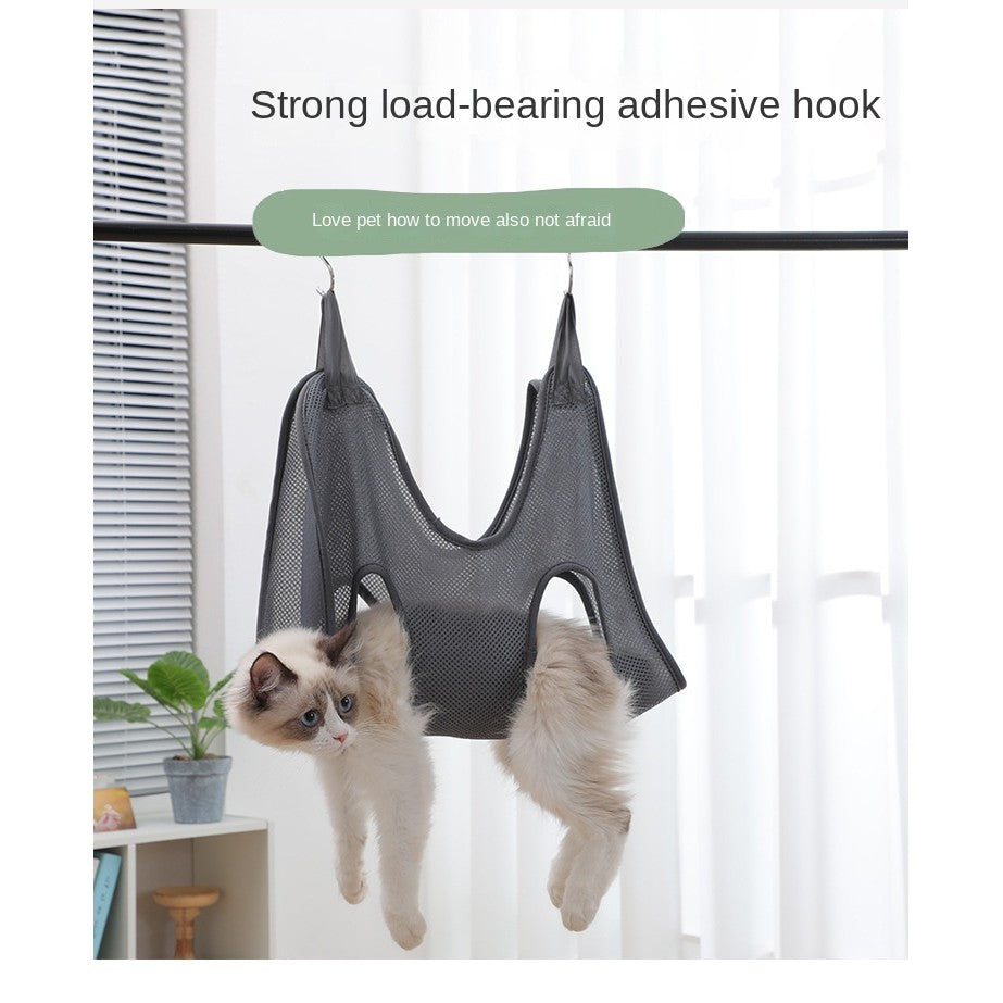 Cat Grooming Hammock - Hangable Nail Trimming/Bathing Pod with Anti-Scratch Design
