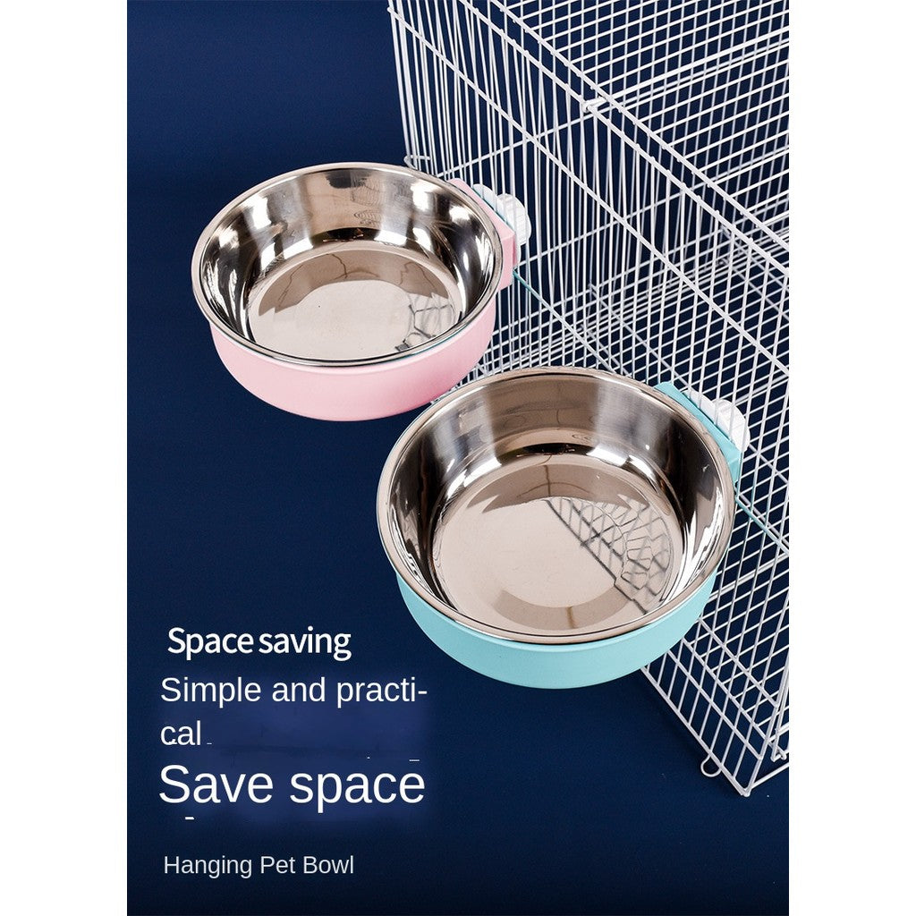 Anti-tip stainless steel Pet Bowl-non-slip hanging dog/cat food & water dish