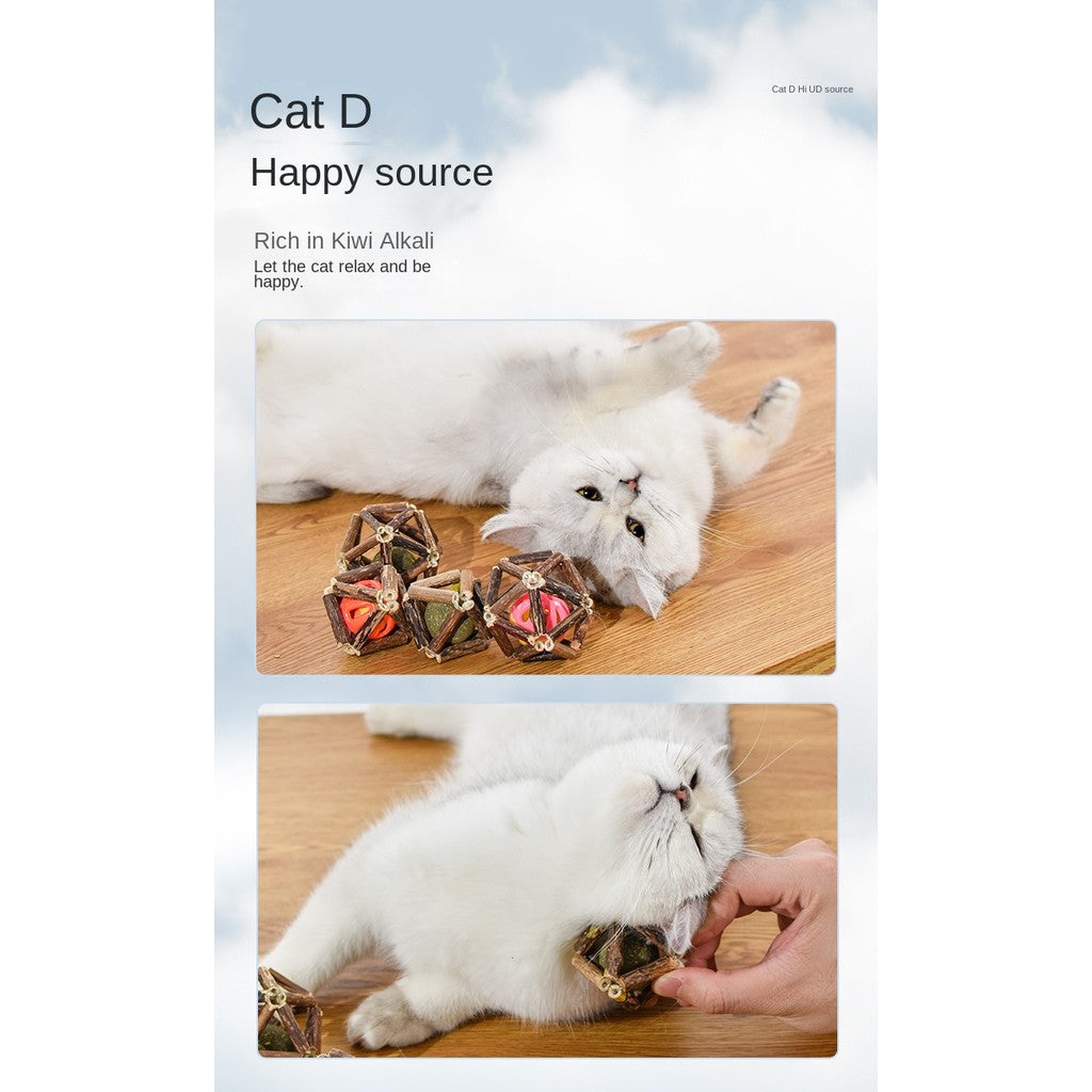 Interactive Cat Toy Ball with Silvervine & Catnip - Chewable Teaser with Bell for Boredom Relief