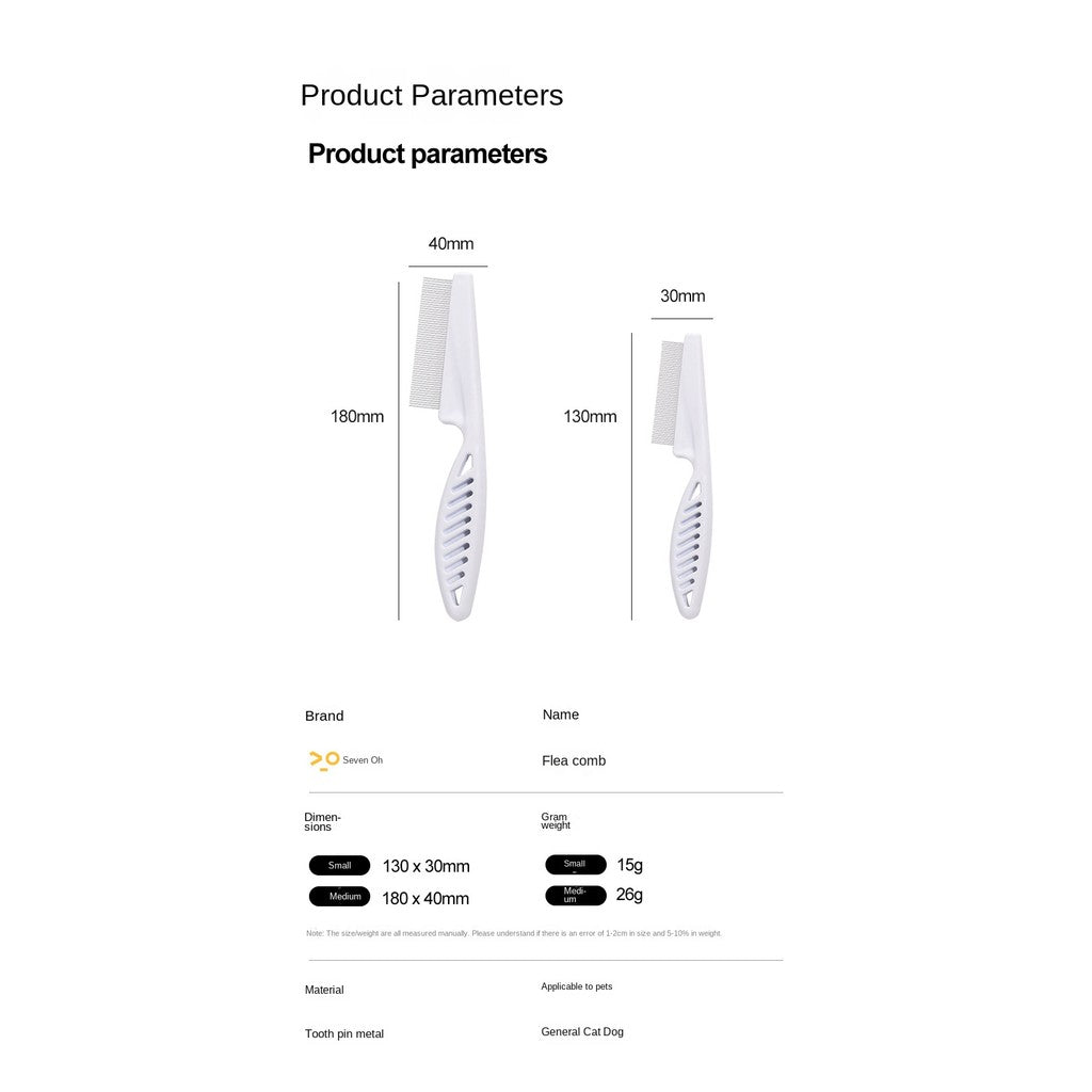 Pet Grooming Comb - Stainless Steel Dog & Cat Brush for Fleas, Dense Teeth