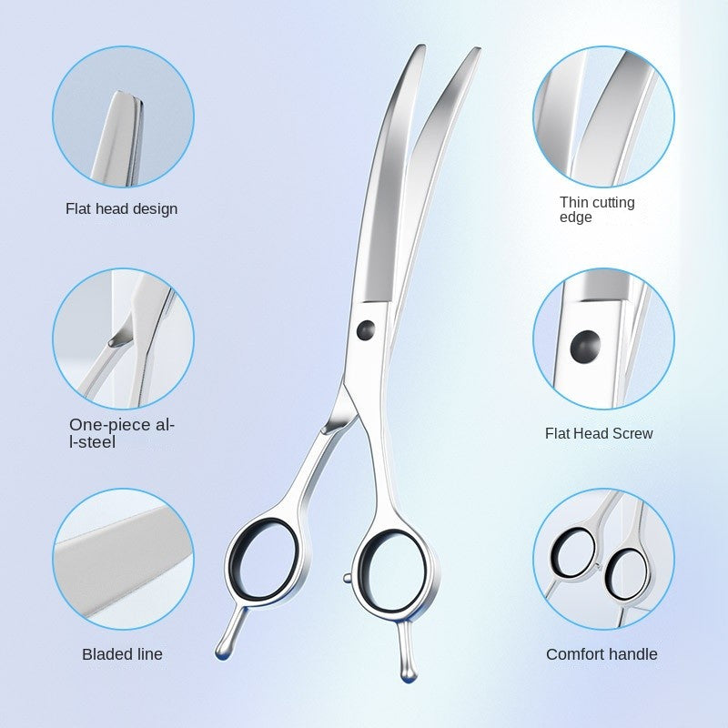 Professional Dog Grooming Scissors Set - Stainless Steel Round Tip & Thinning Shears