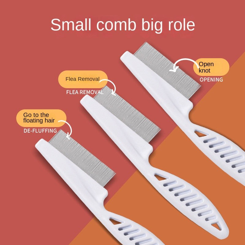 Pet Grooming Comb - Stainless Steel Dog & Cat Brush for Fleas, Dense Teeth