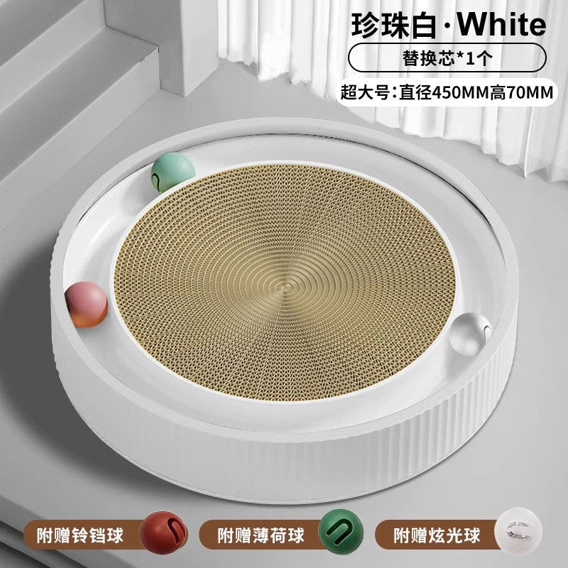 Heavy-Duty 45CM with 4 Free Toys (Bell Ball, Mint Ball, Light-Up Ball & Catnip)2-in-1 Cat Scratching Bed with Ball