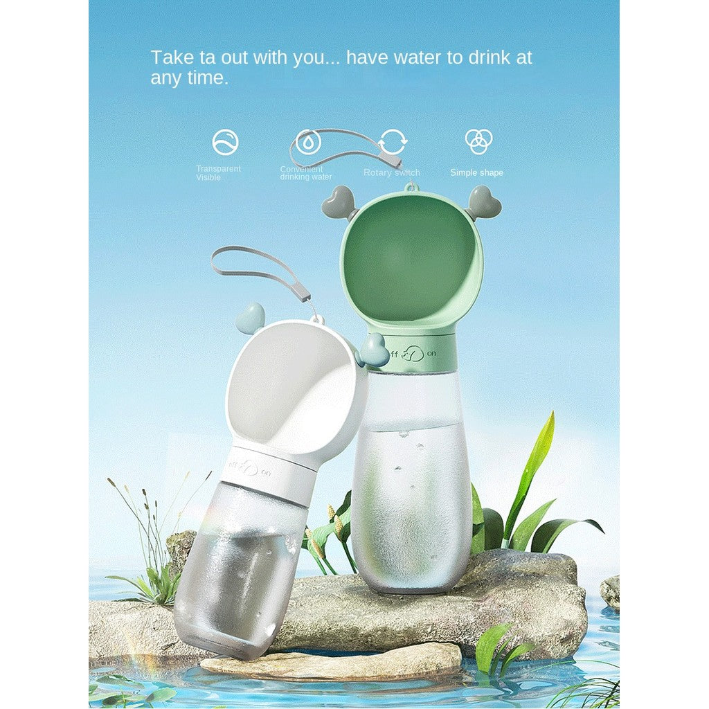 Heat-Resistant Portable Dog Water Bottle - Leakproof Travel Cup for Walking & Outdoor(350ml+200ml Water & Food Feeder)