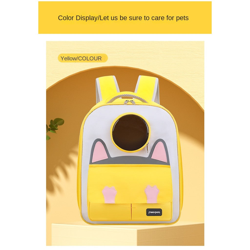 Cute Cartoon Cat Backpack Carrier - All-Season Breathable Pet Bag (Handheld/Shoulder Carry)
