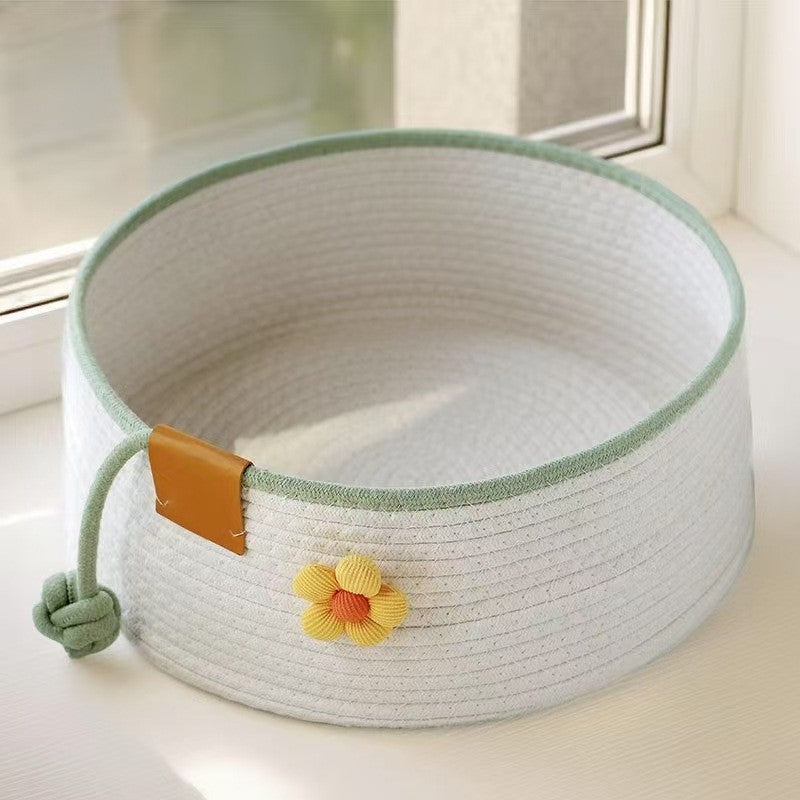 Breathable Cotton Cat Bed - Summer & All-Season Woven House for Multi-Cat Homes