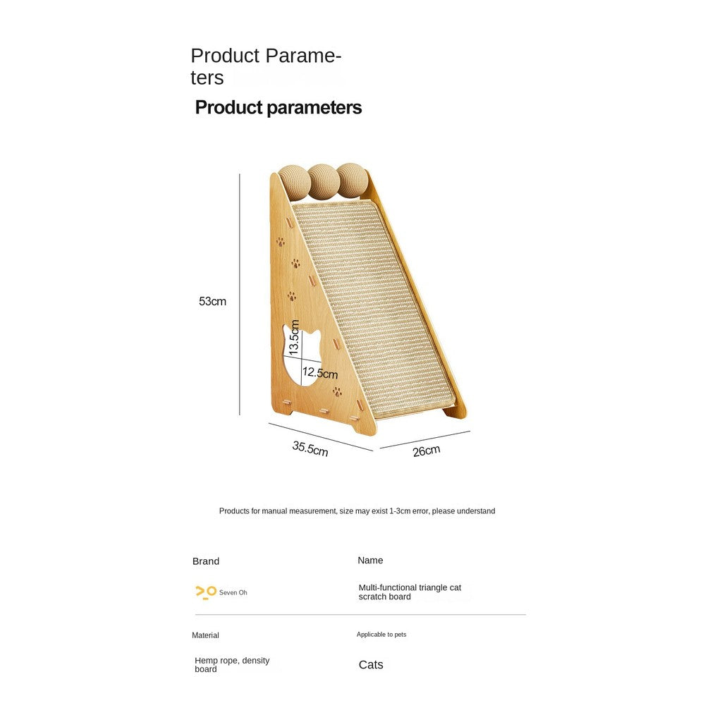 Triangle Sisal Cat Scratching Post - Wall-Mounted Triangle Scratch Board for Furniture Protection