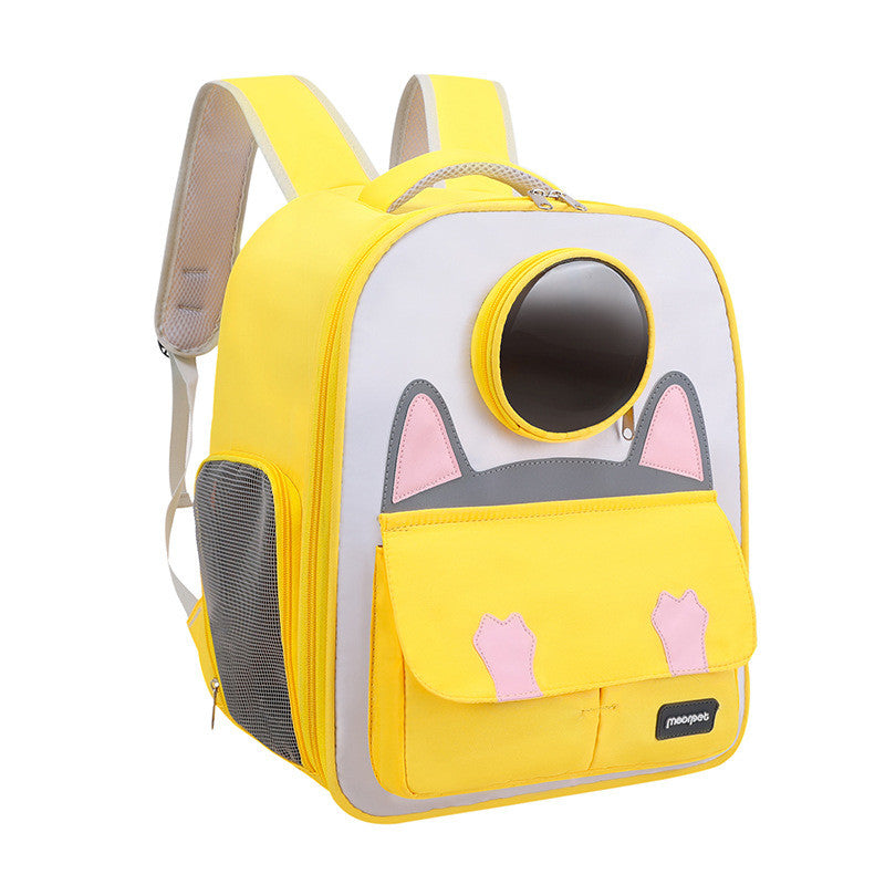 Cute Cartoon Cat Backpack Carrier - All-Season Breathable Pet Bag (Handheld/Shoulder Carry)