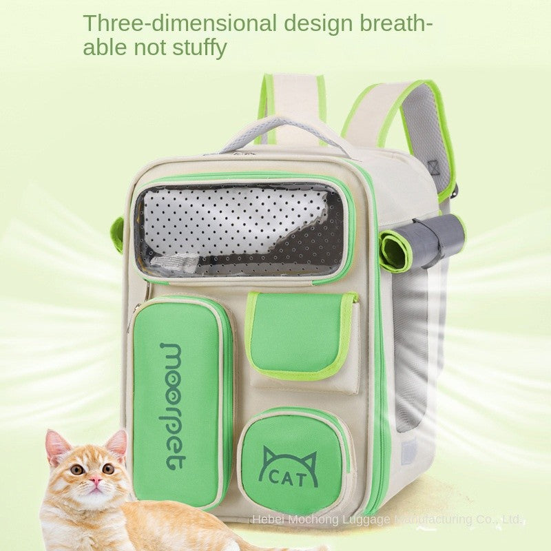 Portable Cat Backpack, Large Space & Breathable, Hands-Free Pet Carrier for Travel/Hiking