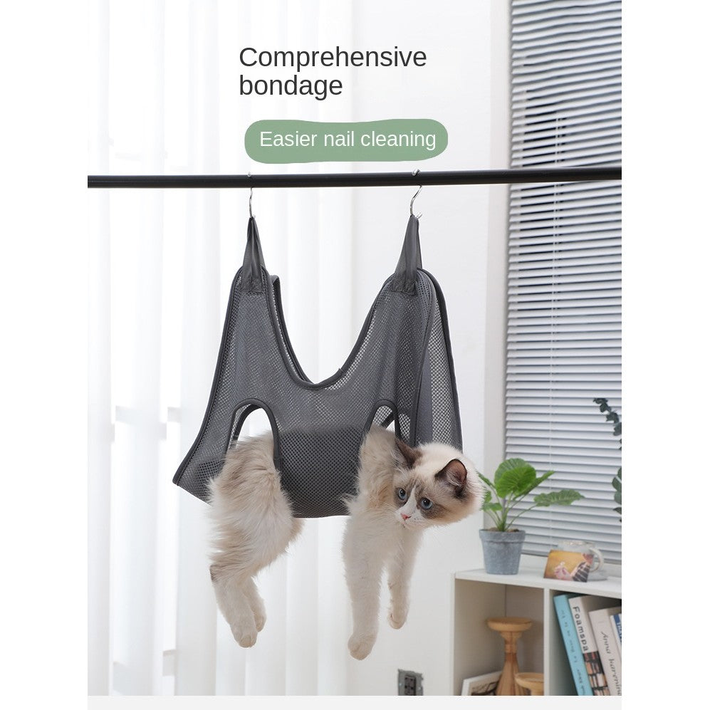 Cat Grooming Hammock - Hangable Nail Trimming/Bathing Pod with Anti-Scratch Design