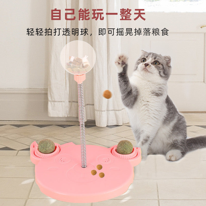 Cat Toy Ball - Self-Play, Teaser Stick, Durable Tumbler & Food Dispenser
