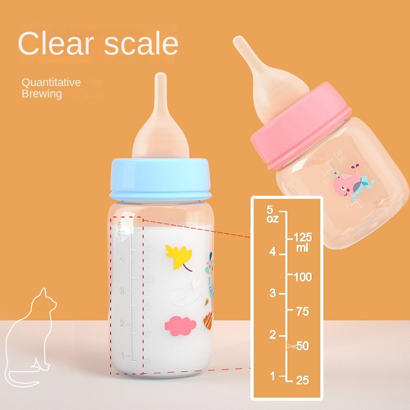 125ml Pet Nursing Bottle - Newborn Kitten/Puppy Feeder with Silicone Nipple for Milk & Water