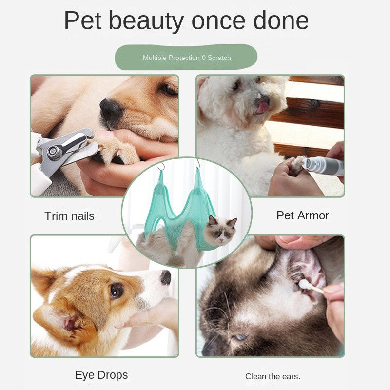 Cat Grooming Hammock - Hangable Nail Trimming/Bathing Pod with Anti-Scratch Design