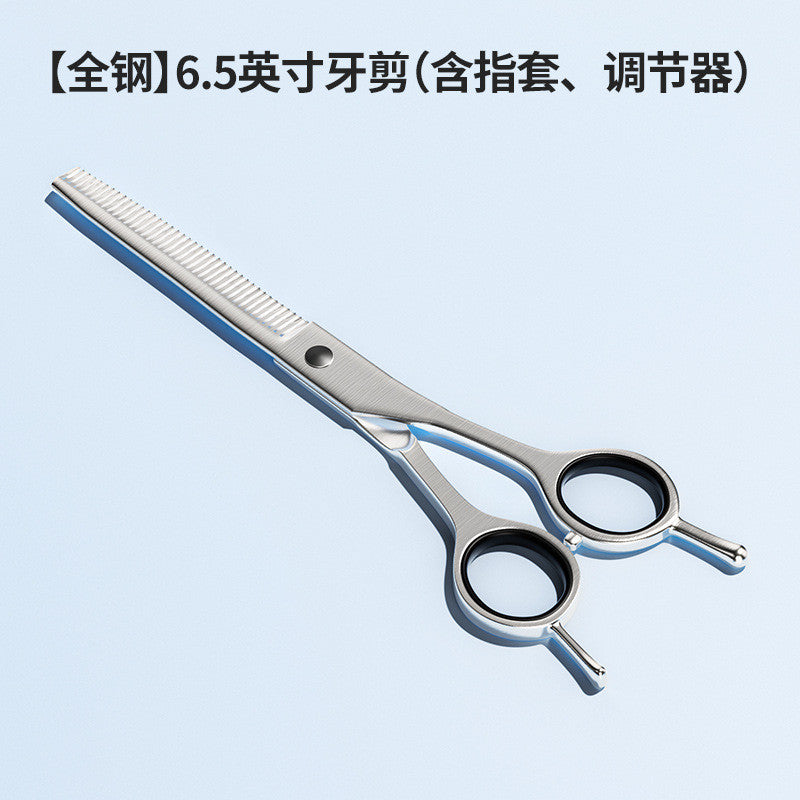 Professional Dog Grooming Scissors Set - Stainless Steel Round Tip & Thinning Shears