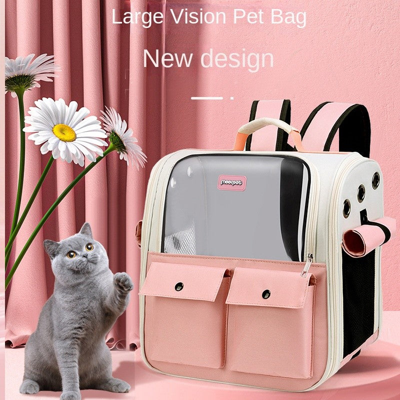 Large cat backpack carrier-breathable, hands-free pet travel bag for outdoor/hiking