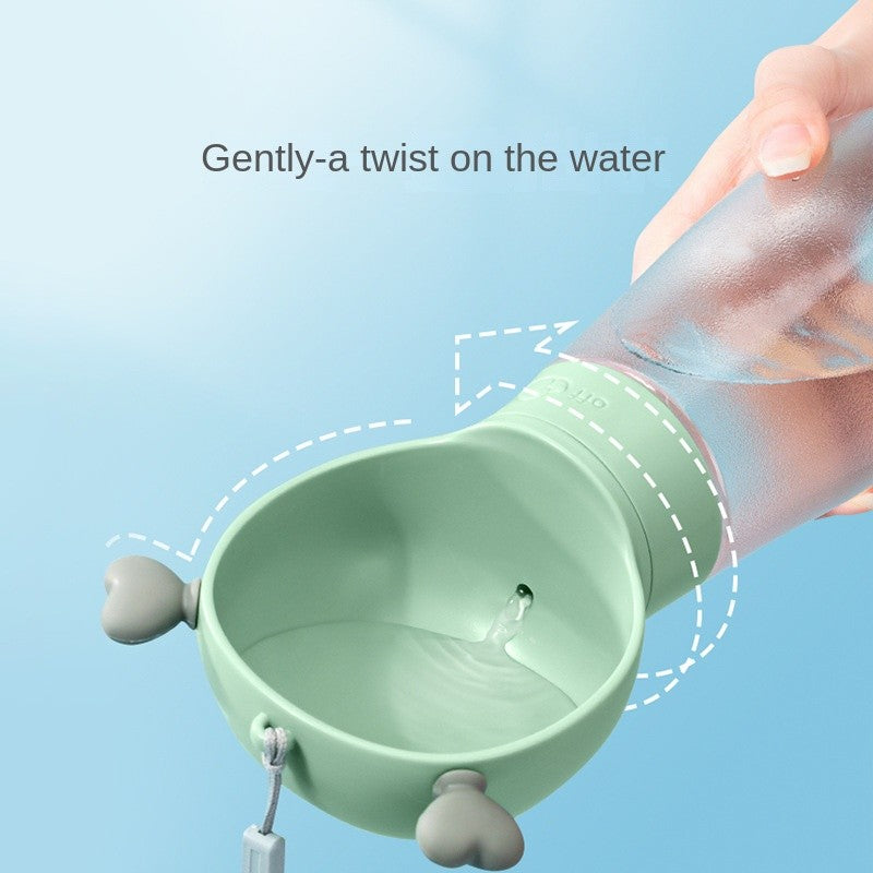 Heat-Resistant Portable Dog Water Bottle - Leakproof Travel Cup for Walking & Outdoor(350ml+200ml Water & Food Feeder)