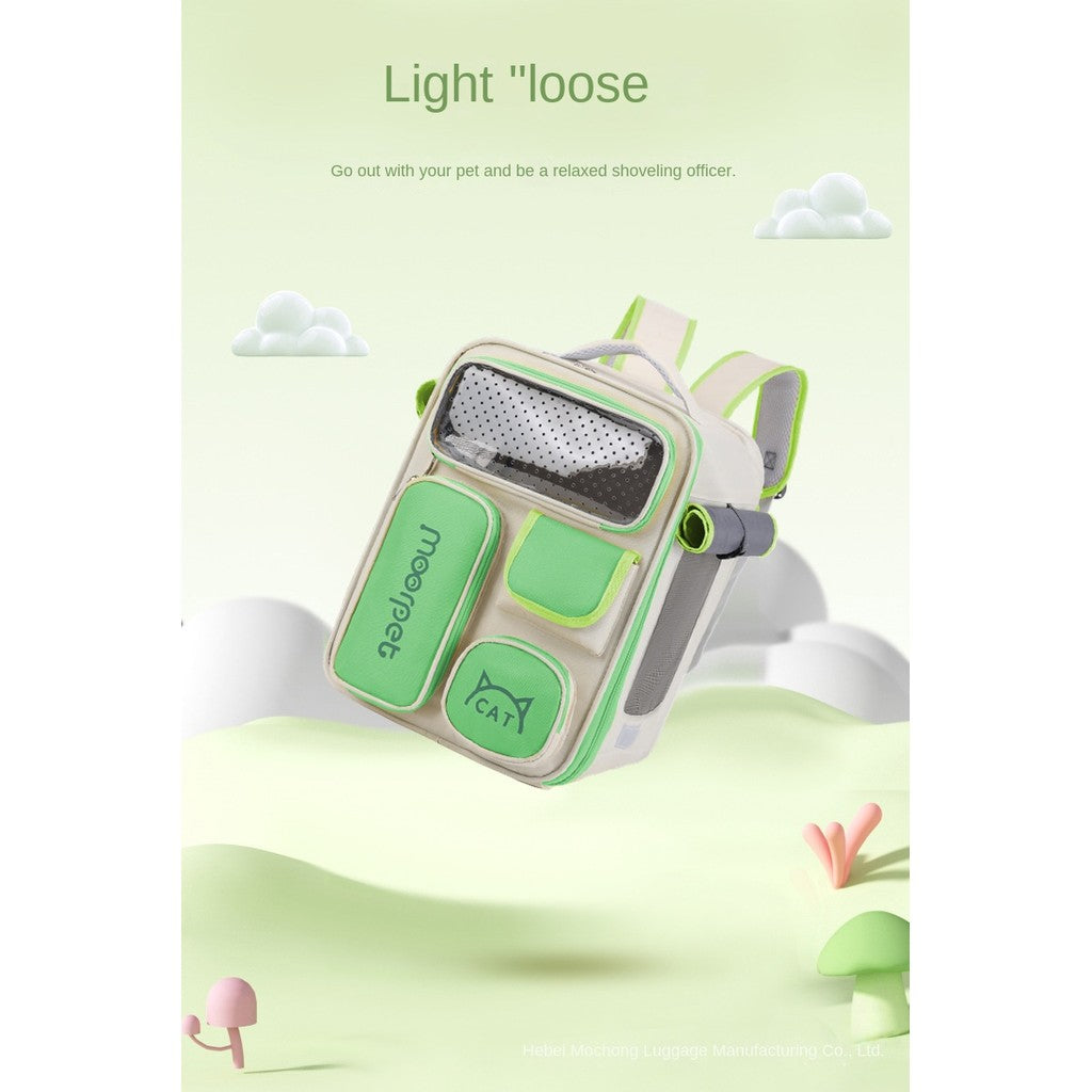 Portable Cat Backpack, Large Space & Breathable, Hands-Free Pet Carrier for Travel/Hiking