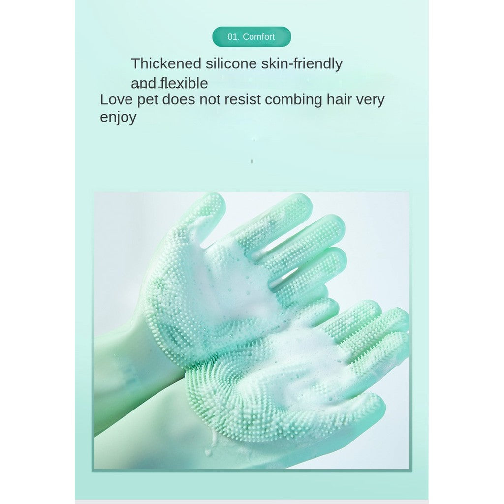 Pet Bath glove-hair removal & massage brush for dog/cat washing (anti-scratch)