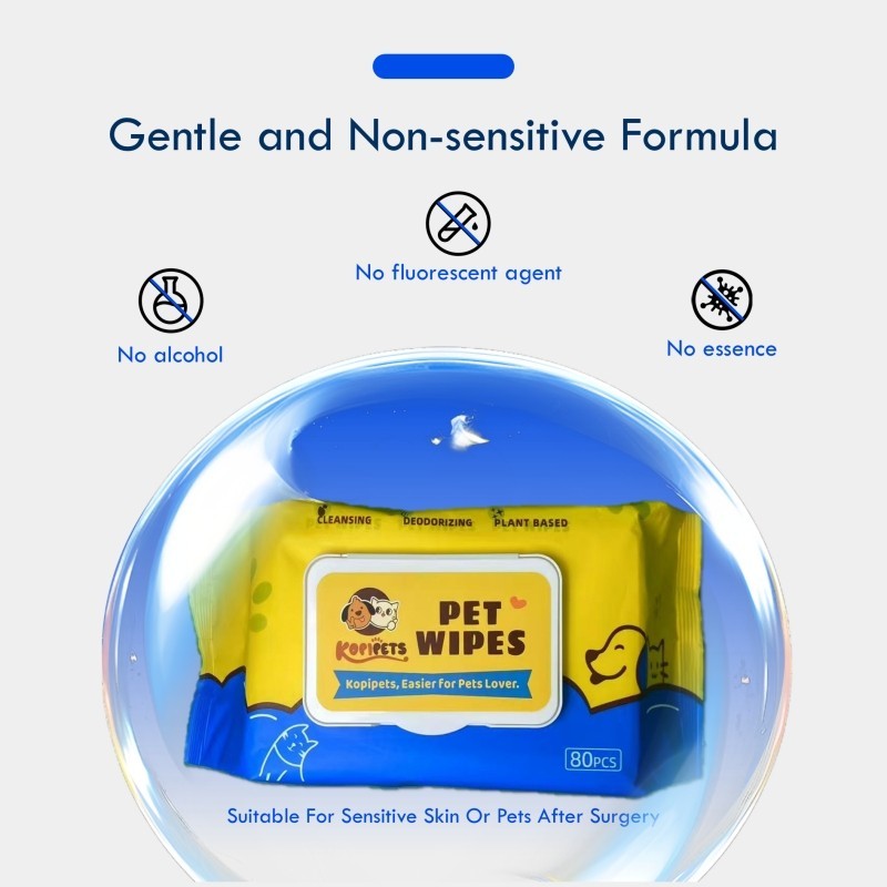 Kopipets Local Seller Jumbo Pet Wet Wipes 200×150mm 720g Extra Thick Alcohol-Free Moist & Gentle