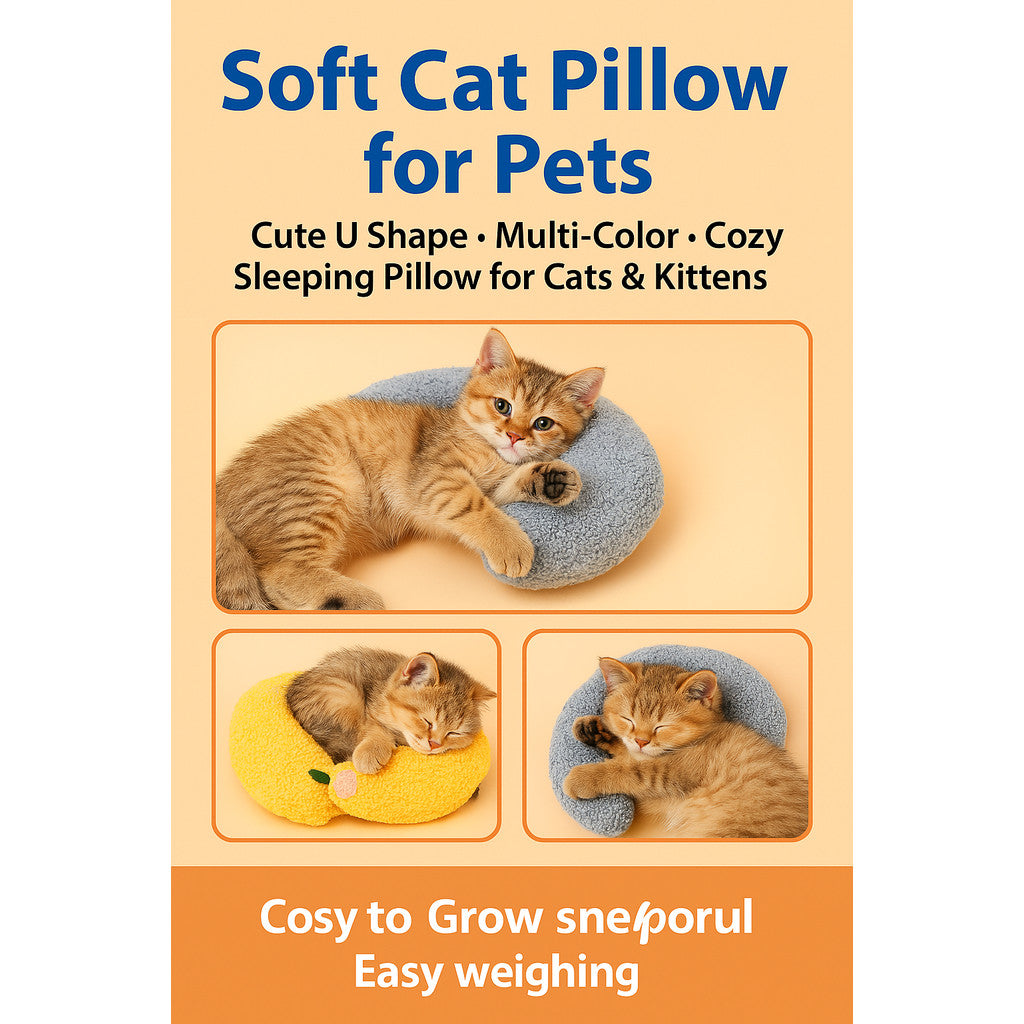 Kopipets Local Seller 27cm Soft Pet Pillow Pets Cute U Shape Cozy Sleeping Pillow for Kittens Beds