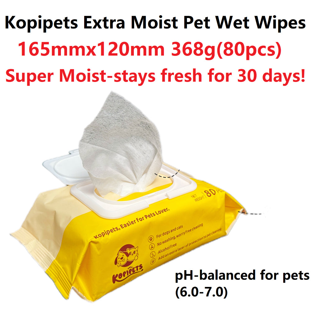 Kopipets Local Seller Moist Pet Wet Wipes 165mm×120mm 368g Alcohol-Free Extra Moist 30 Day Fresh