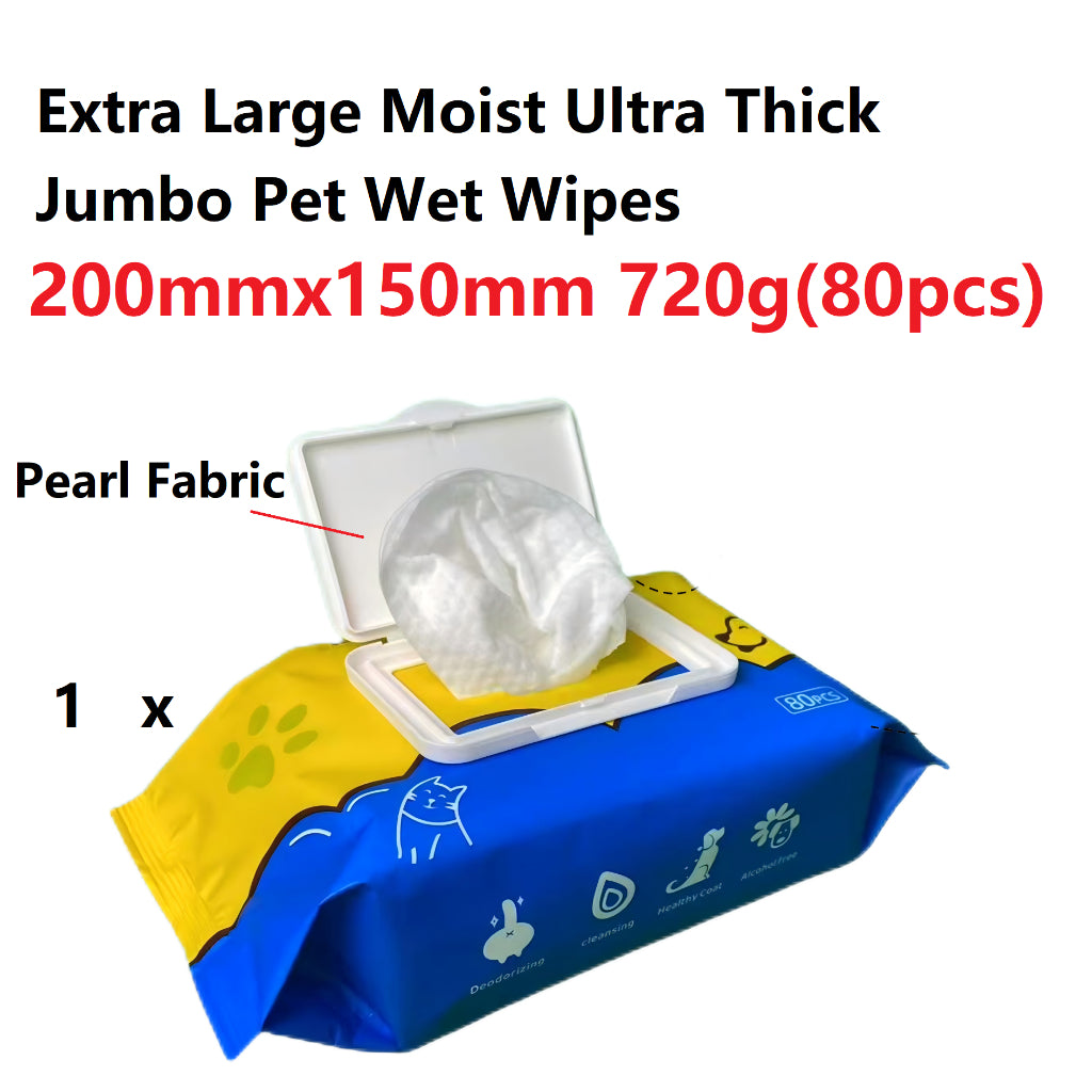 Kopipets Local Seller Jumbo Pet Wet Wipes 200×150mm 720g Extra Thick Alcohol-Free Moist & Gentle