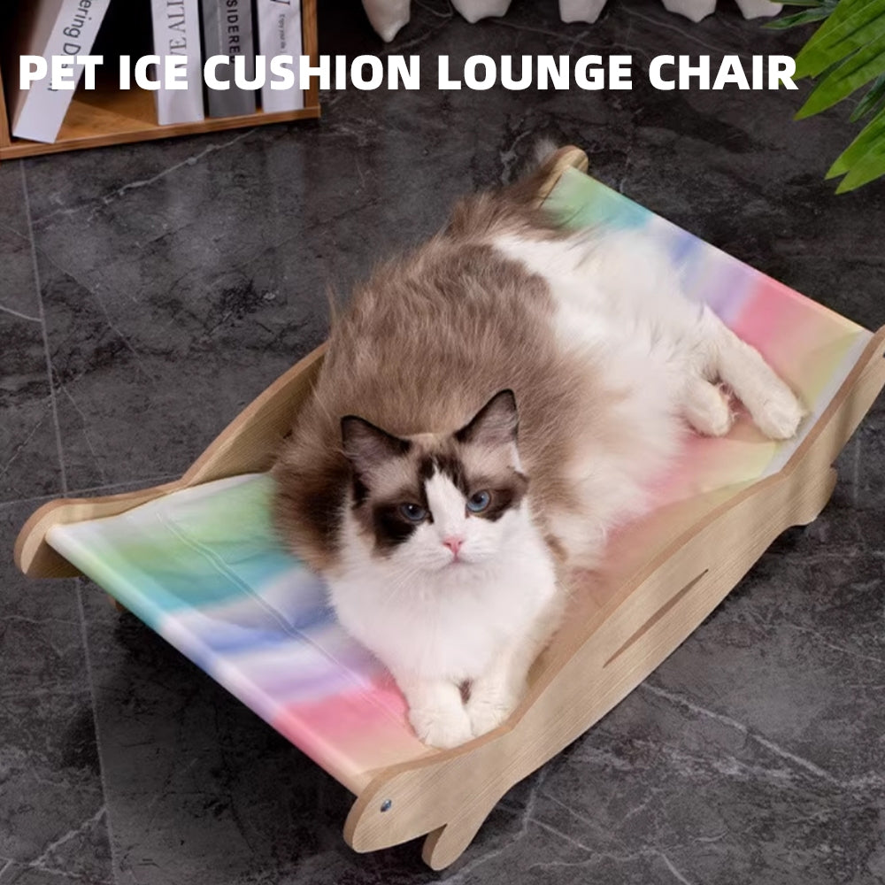 Kopipets Local Seller Cooling Pet Rocking Lounge Chair Wooden Frame with Ice Pad for Cats&Small Dogs