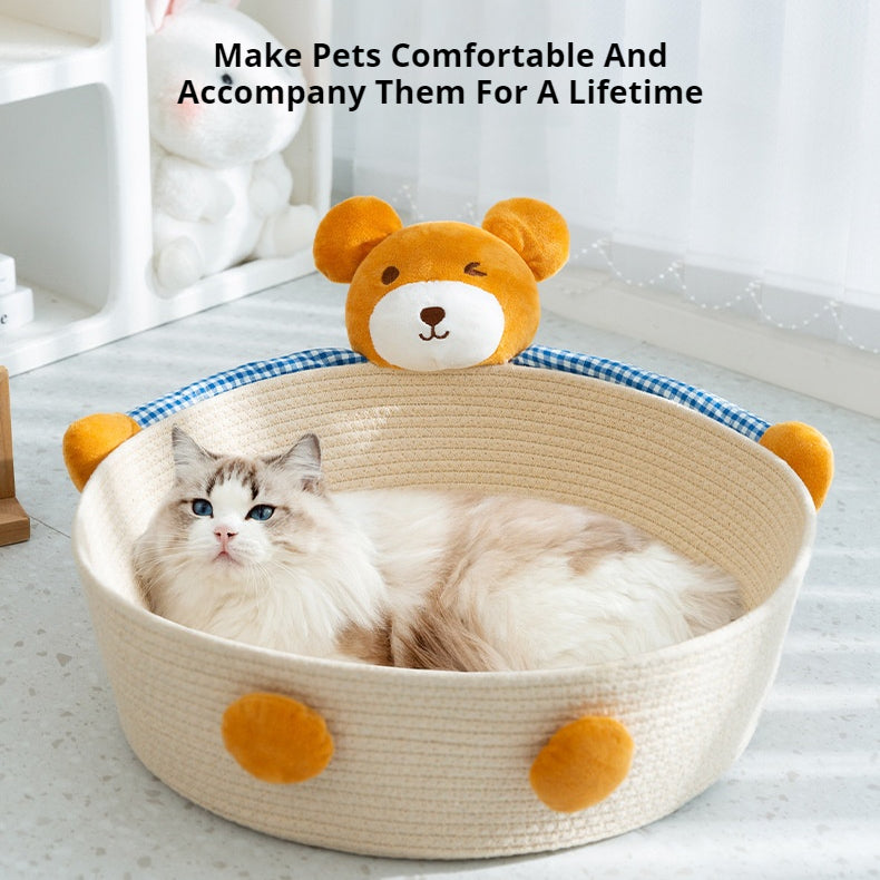 Kopipets Local Seller Pet House Breathable Cotton Rope Pet Nest–Bear / Bunny Style | Stylish Cat Bed