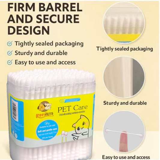 Kopipets Pet Cotton Bud Essential Oil / Bulb Tip Gentle Ear&Eye Care for Cats & Dogs Cotton Swab