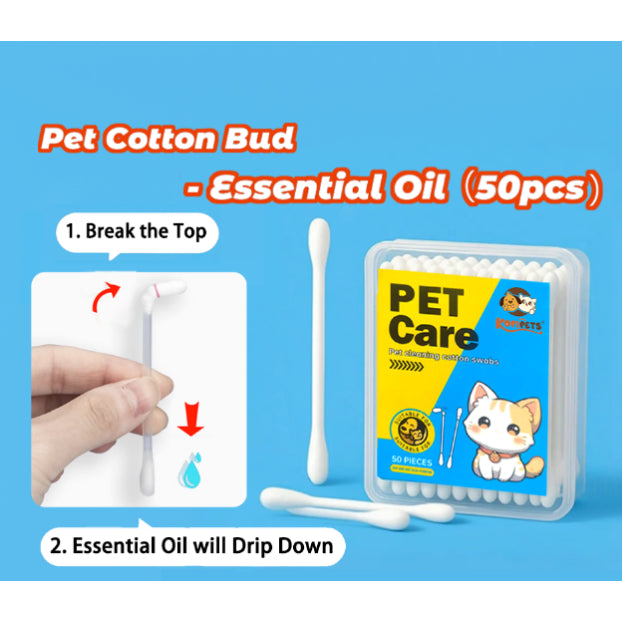 Kopipets Pet Cotton Bud Essential Oil / Bulb Tip Gentle Ear&Eye Care for Cats & Dogs Cotton Swab