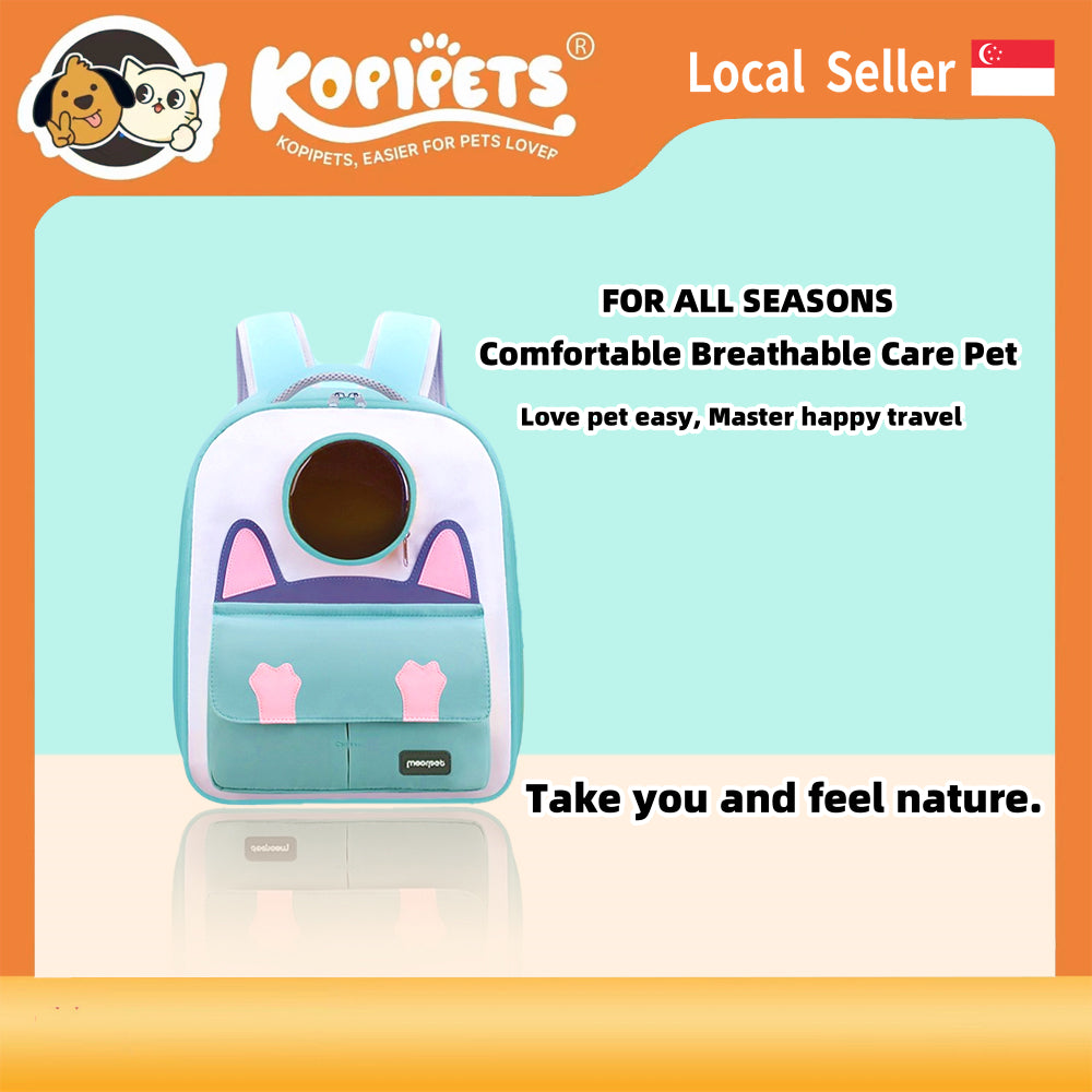 Cute Cartoon Cat Backpack Carrier - All-Season Breathable Pet Bag (Handheld/Shoulder Carry)