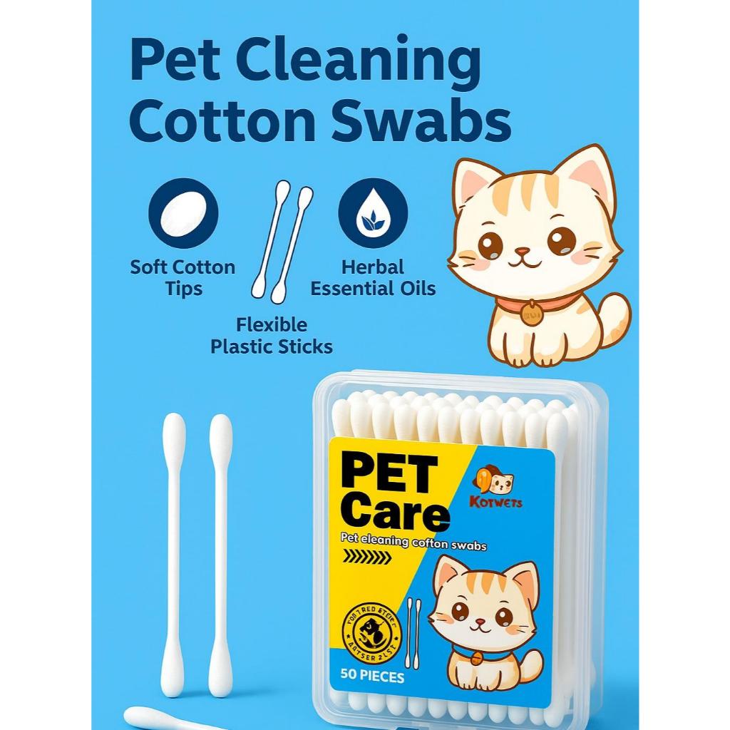 Kopipets Essential Oil/Bulb Tip 200Pcs Pet Cotton Swabs Bulb Tip Gentle Ear&Eye Care for Cats & Dogs