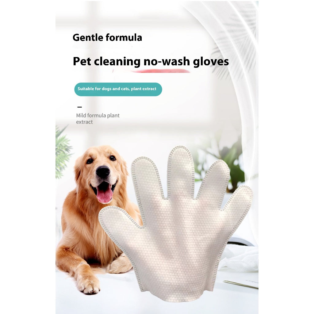 Kopipets Pet Disposable Grooming Mitts Gloves (2pcs) No-Rinse Bath Wipes Cat&Dog&Rabbit Odor Control