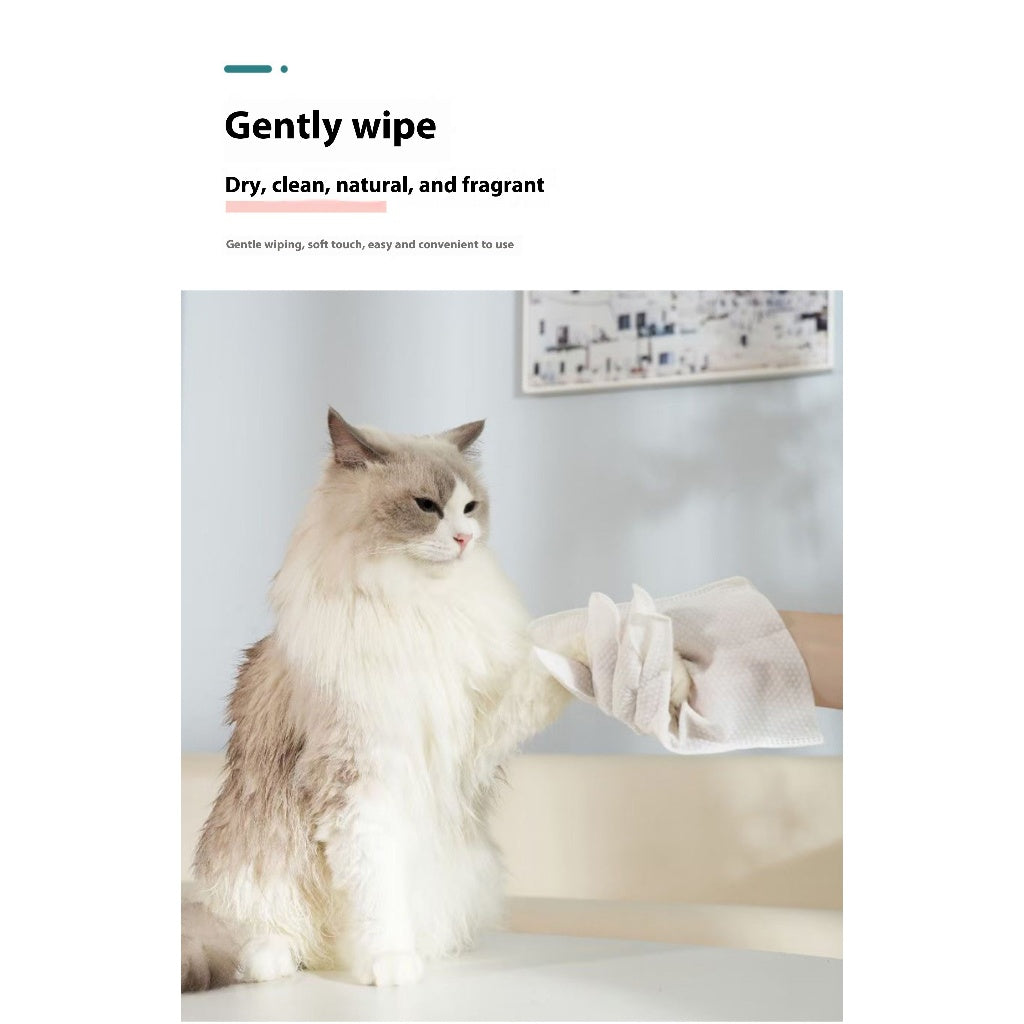 Kopipets Pet Disposable Grooming Mitts Gloves (2pcs) No-Rinse Bath Wipes Cat&Dog&Rabbit Odor Control