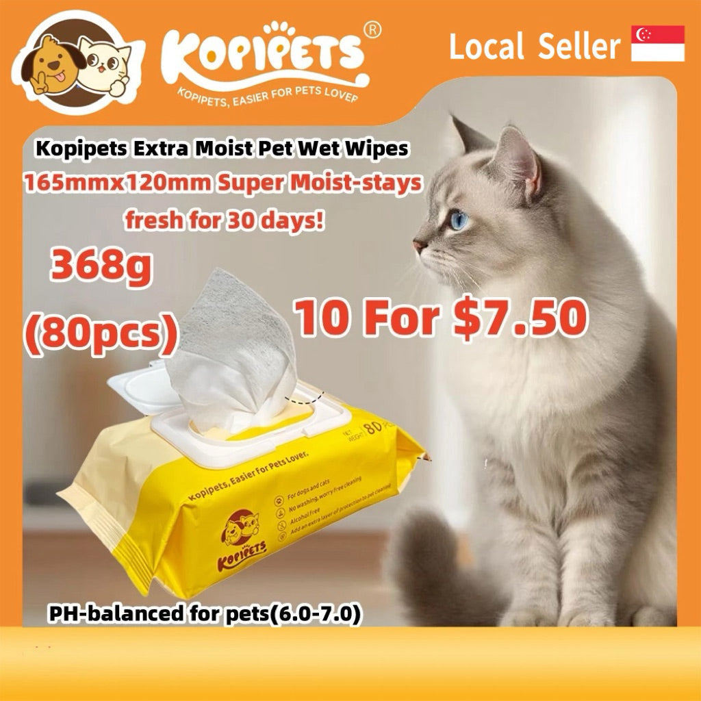 Kopipets Local Seller Moist Pet Wet Wipes 165mm×120mm 368g Alcohol-Free Extra Moist 30 Day Fresh