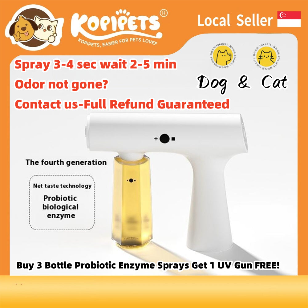 Kopipets 100% Pet-Safe Probiotic Enzyme Spray + Free UV Gun Neutralizes Odor Urine Odor Remover